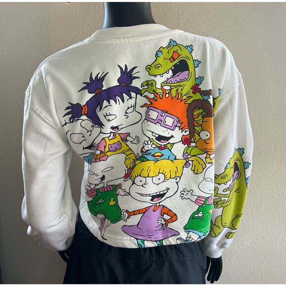 NICKELODEON-Women's Small Rugrats Cream Crop Top Sweatshirt - Picture 2 of 7